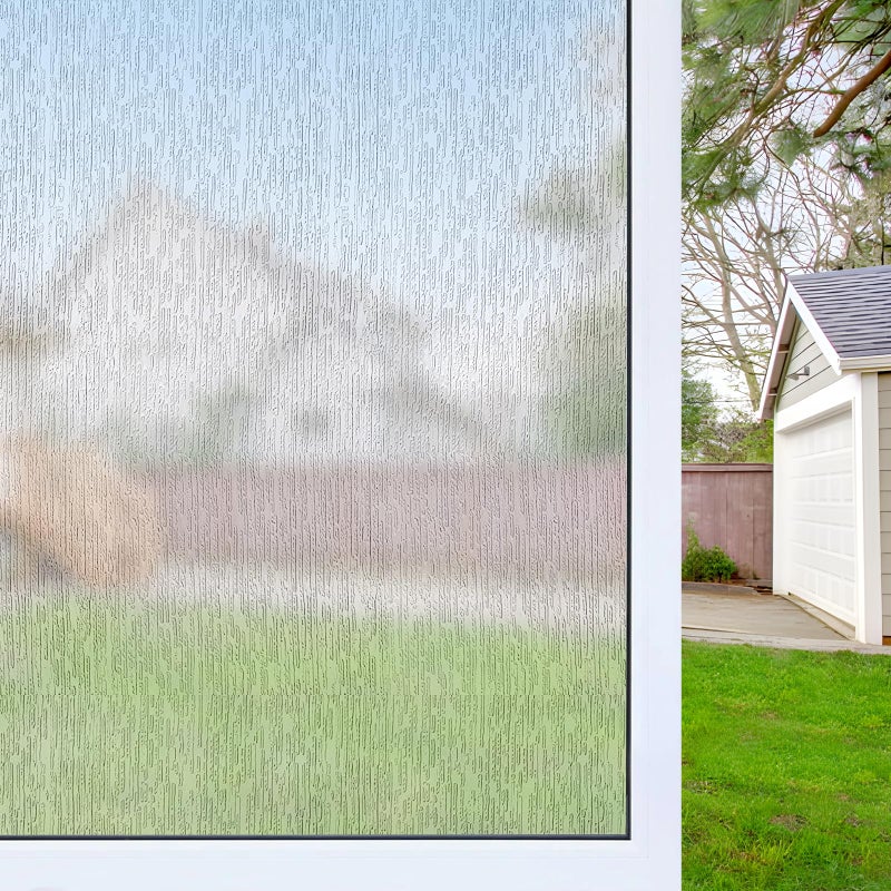 WPCTEV Window Film Non Adhesive Frosted Film Privacy Window Sticker Self Static Cling Vinly Glass Film Anti UV Decorative for Home Office Rain 35.4 Inch x 6.5 Feet - Image 1